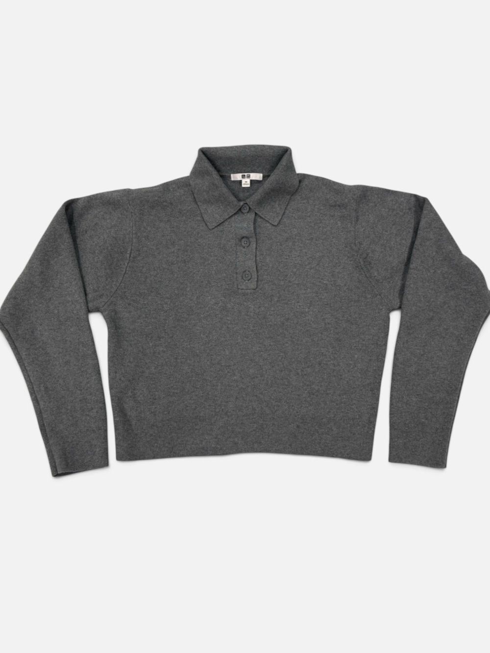 Uniqlo Women’s Smooth Cotton Polo Sweater XS Gray 100% Cotton